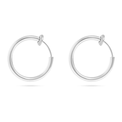 18K Gold PVD Stainless Steel Sliding Spring Huggie Hoop Earrings