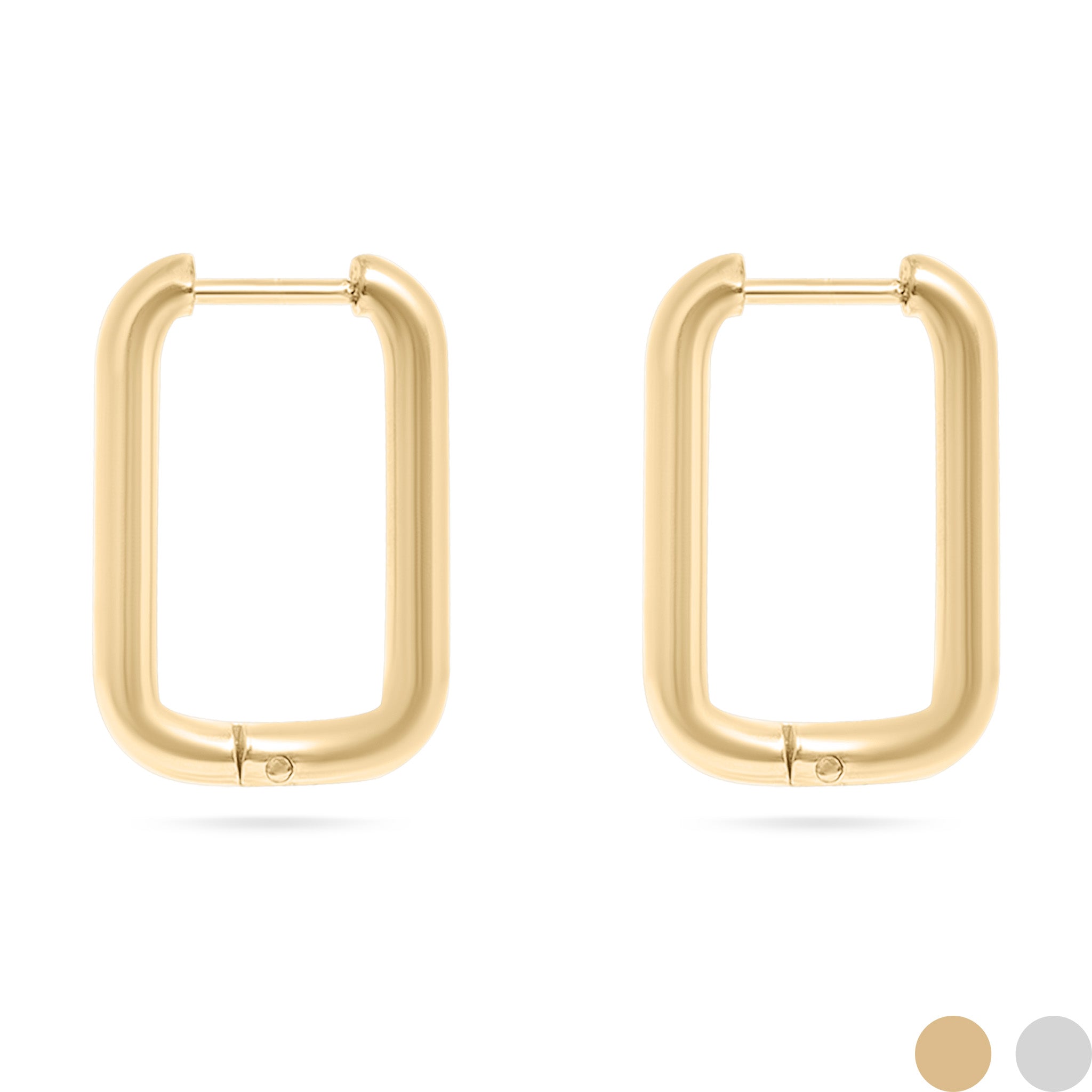 18K Gold PVD Stainless Steel Rounded Rectangle Huggie Earrings