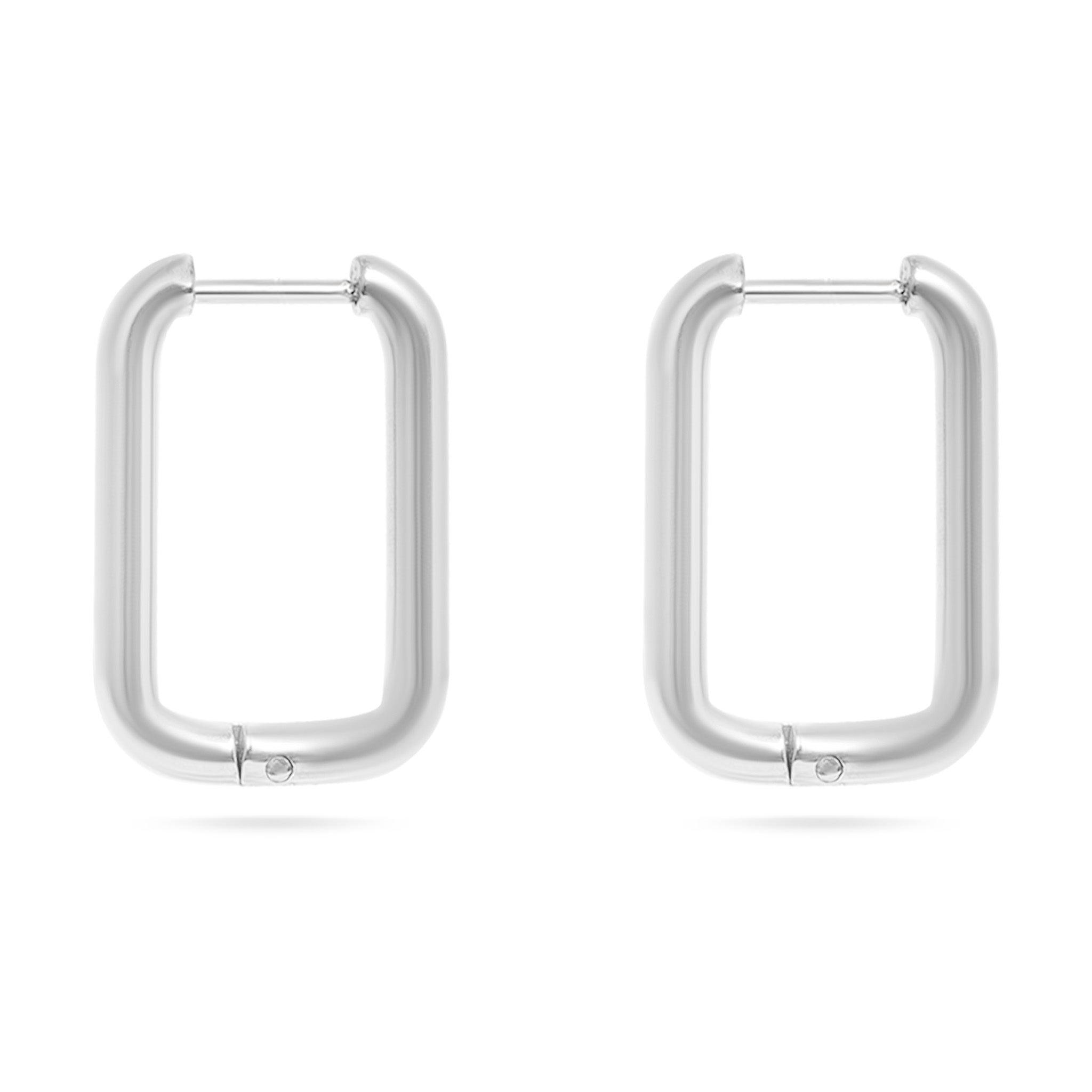 18K Gold PVD Stainless Steel Rounded Rectangle Huggie Earrings