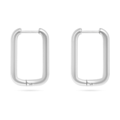 18K Gold PVD Stainless Steel Rounded Rectangle Huggie Earrings