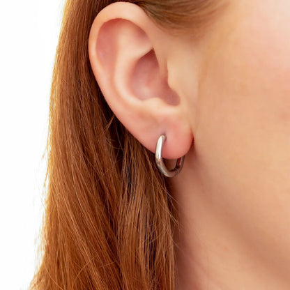 18K Gold PVD Stainless Steel Rounded Geometric Huggie Hoop Earrings