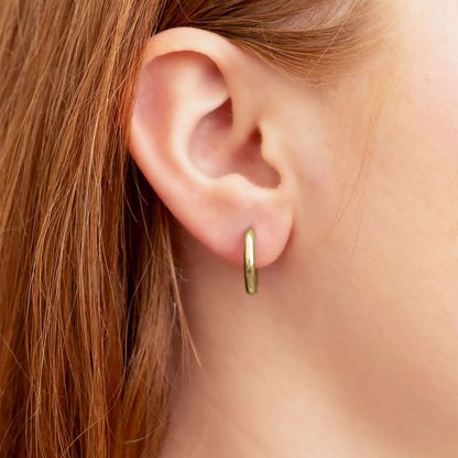 18K Gold PVD Stainless Steel Rounded Geometric Huggie Hoop Earrings