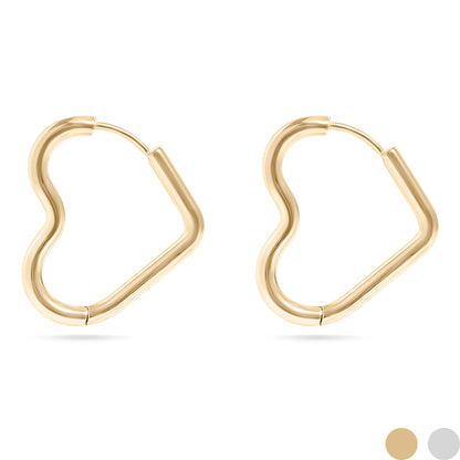 18K Gold PVD Stainless Steel Heart Hoop Earrings
