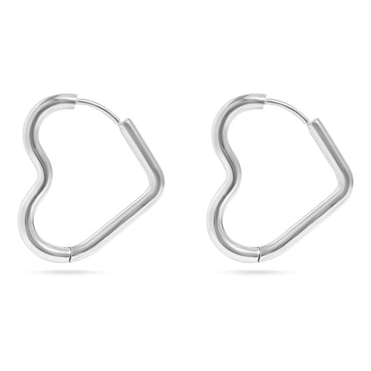 18K Gold PVD Stainless Steel Heart Hoop Earrings