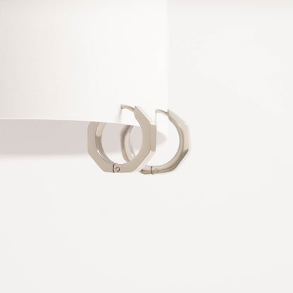 18K Gold PVD Stainless Steel Geometric Huggie Hoop Earrings