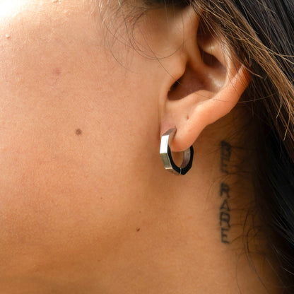 18K Gold PVD Stainless Steel Geometric Huggie Hoop Earrings