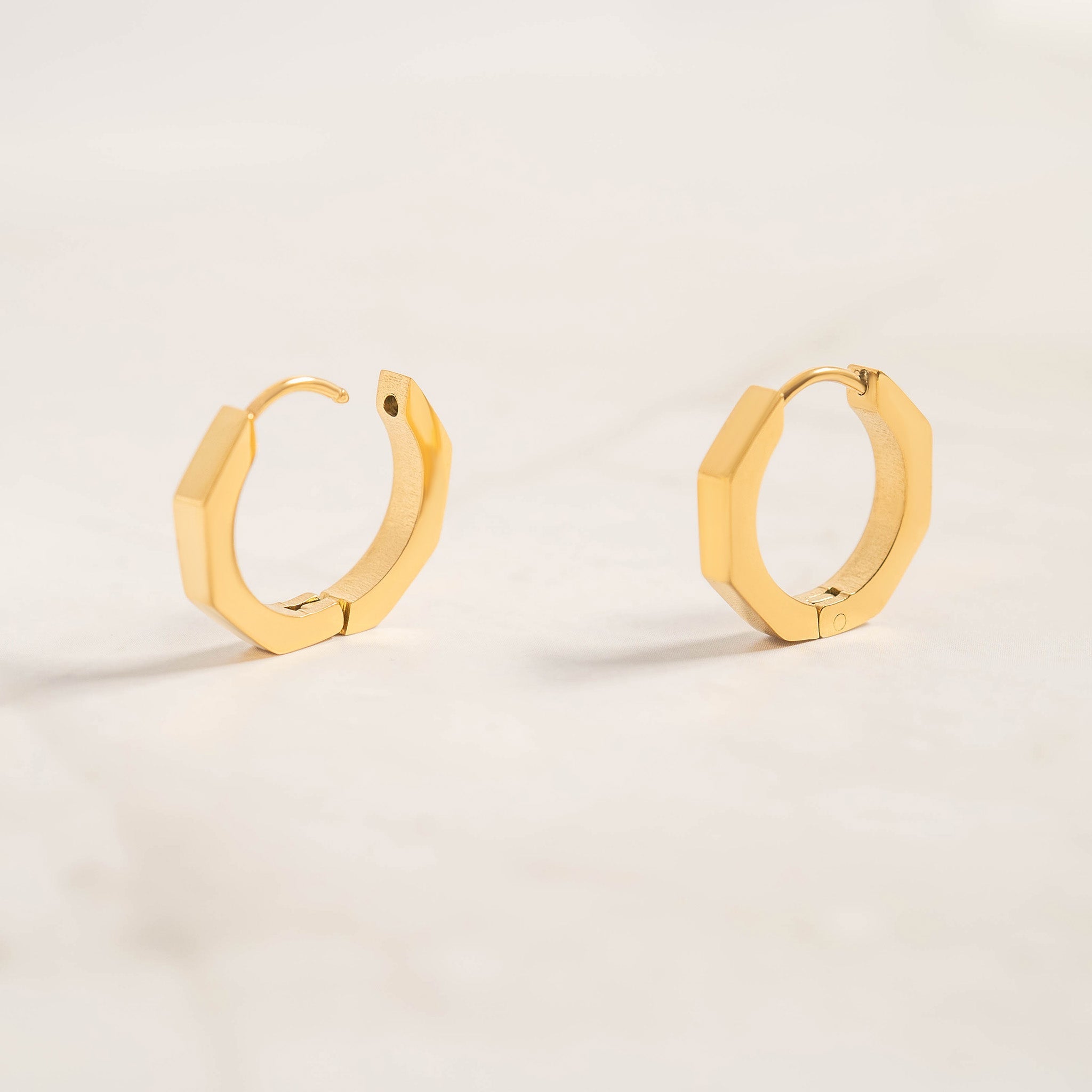 18K Gold PVD Stainless Steel Geometric Huggie Hoop Earrings