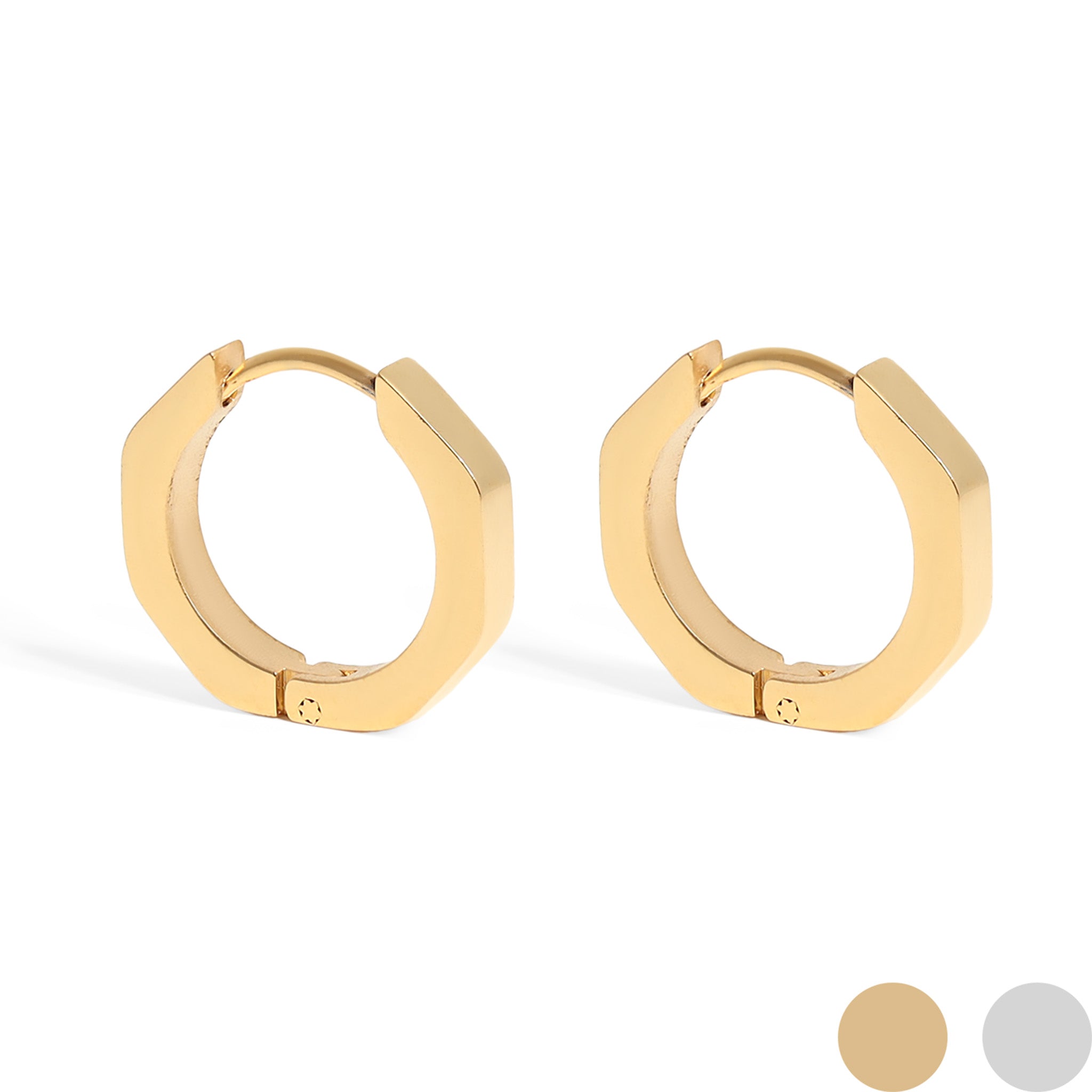 18K Gold PVD Stainless Steel Geometric Huggie Hoop Earrings