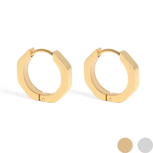 18K Gold PVD Stainless Steel Geometric Huggie Hoop Earrings