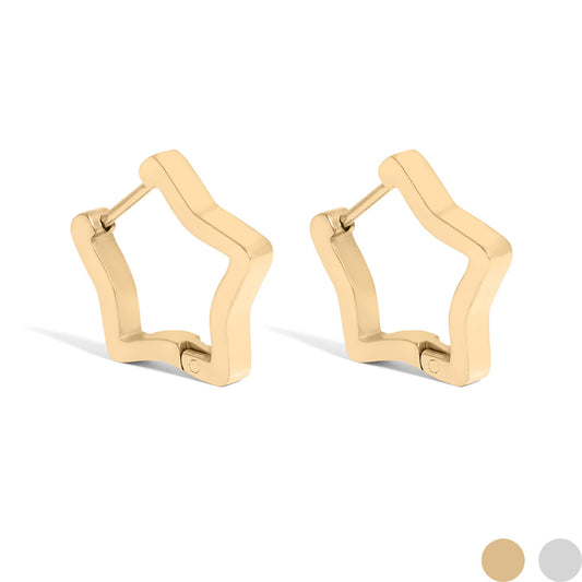 18K Gold PVD Stainless Steel Star Huggie Earrings