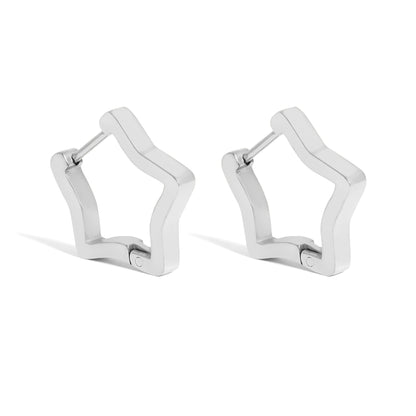 18K Gold PVD Stainless Steel Star Huggie Earrings