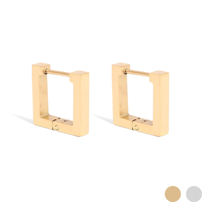 18K Gold PVD Stainless Steel Square Huggie Earrings