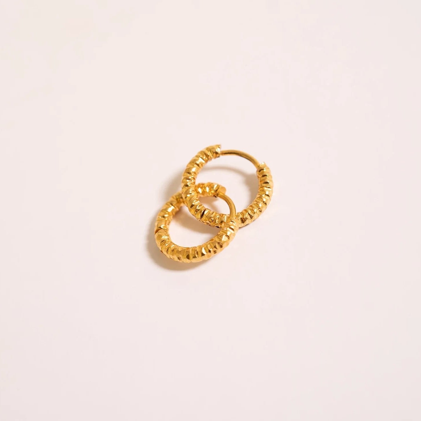 18K Gold PVD Stainless Steel Textured Huggie Hoop Earrings