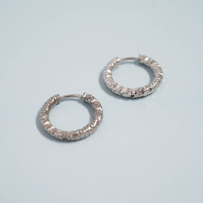 18K Gold PVD Stainless Steel Textured Huggie Hoop Earrings