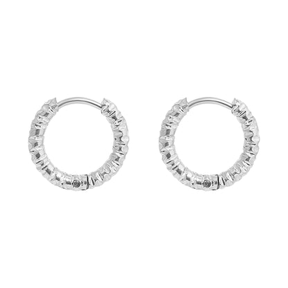 18K Gold PVD Stainless Steel Textured Huggie Hoop Earrings