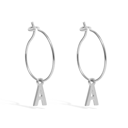 18K Gold PVD Stainless Steel Mini Hoop Initial Earrings