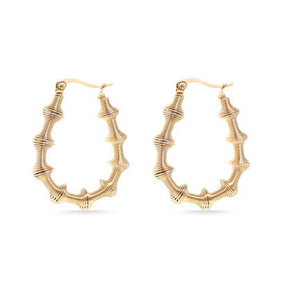 18K Gold PVD Stainless Steel Wired Statement Hoop Earrings