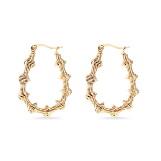 18K Gold PVD Stainless Steel Wired Statement Hoop Earrings