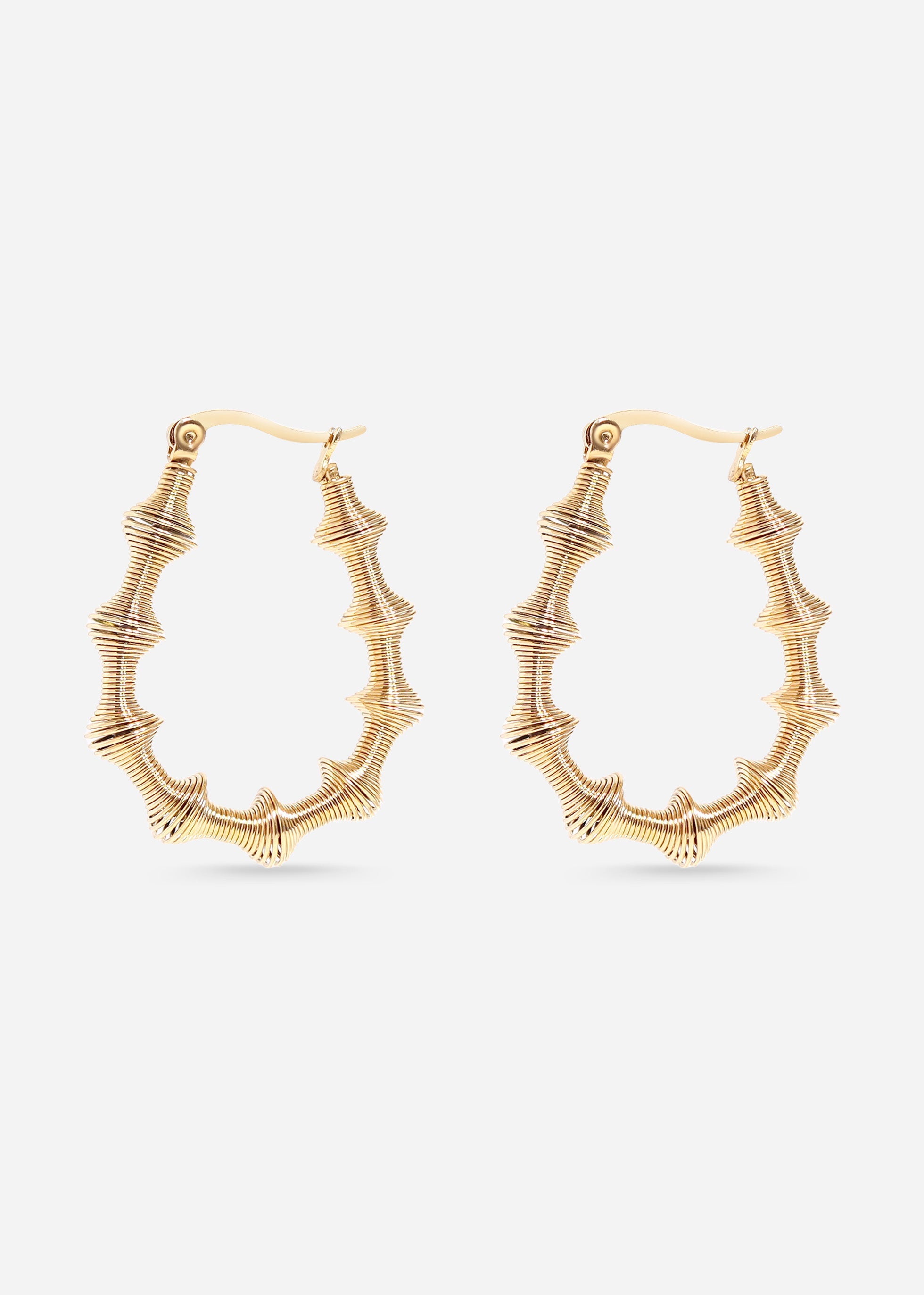 18K Gold PVD Stainless Steel Wired Statement Hoop Earrings