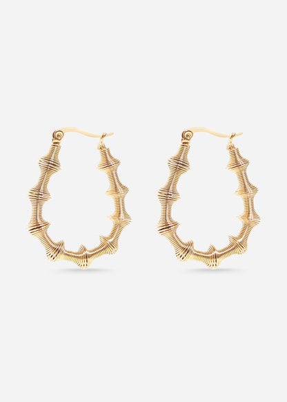 18K Gold PVD Stainless Steel Wired Statement Hoop Earrings