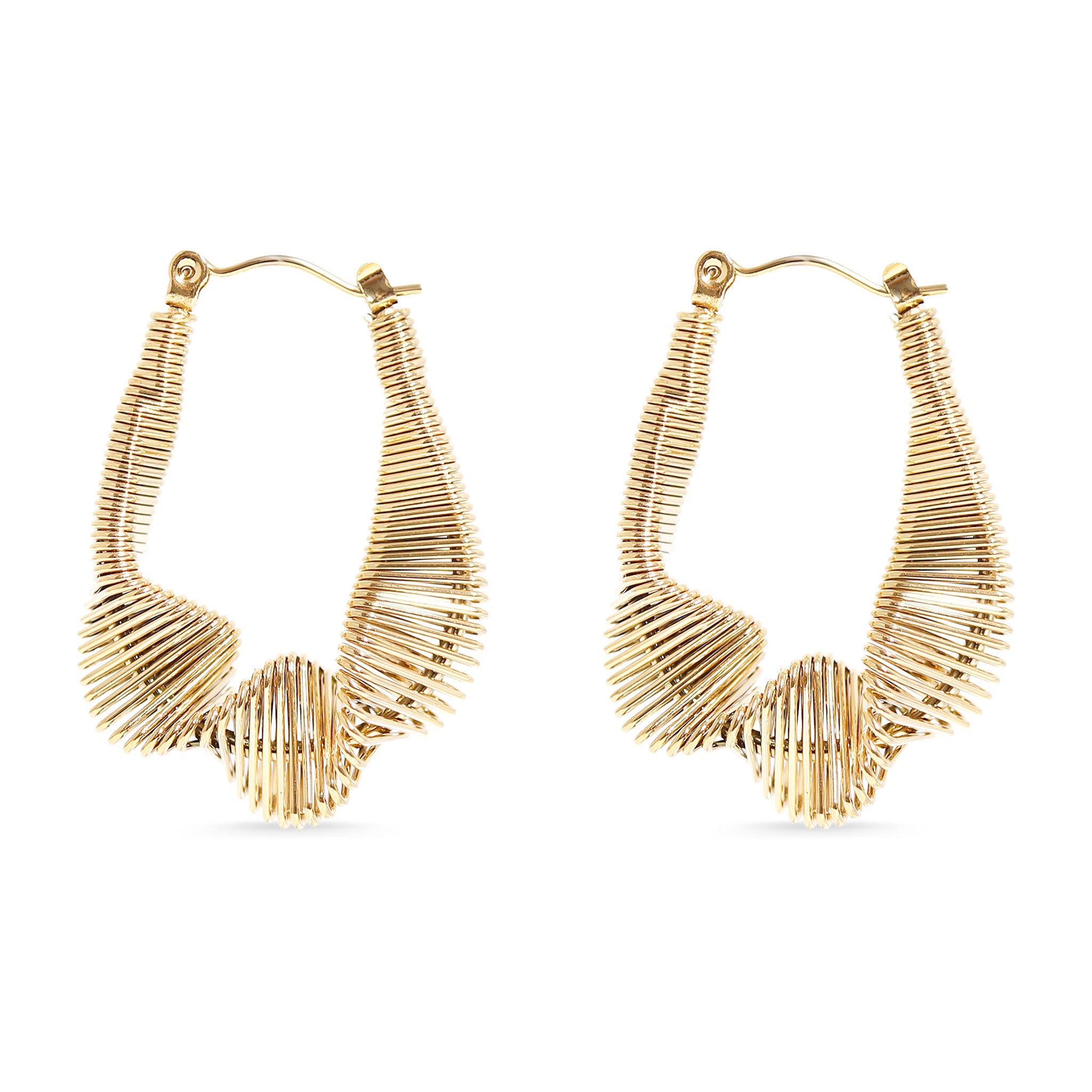18K Gold PVD Stainless Steel Wired Statement Hoop Earrings
