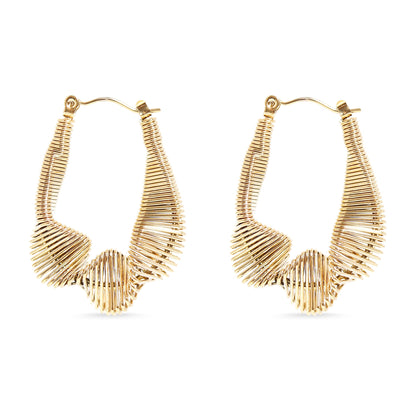 18K Gold PVD Stainless Steel Wired Statement Hoop Earrings