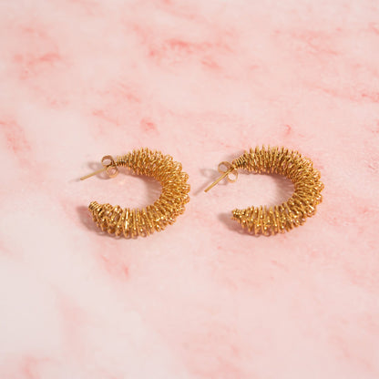 18K Gold PVD Stainless Steel Wired Statement Hoop Earrings