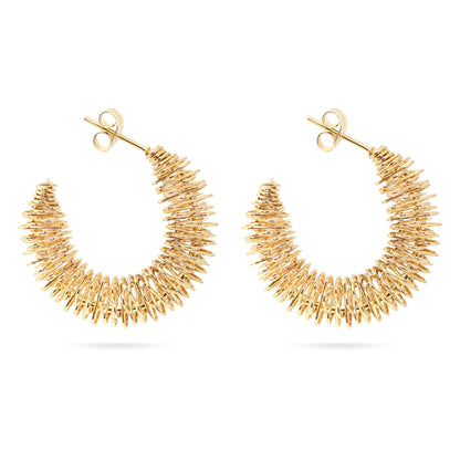18K Gold PVD Stainless Steel Wired Statement Hoop Earrings