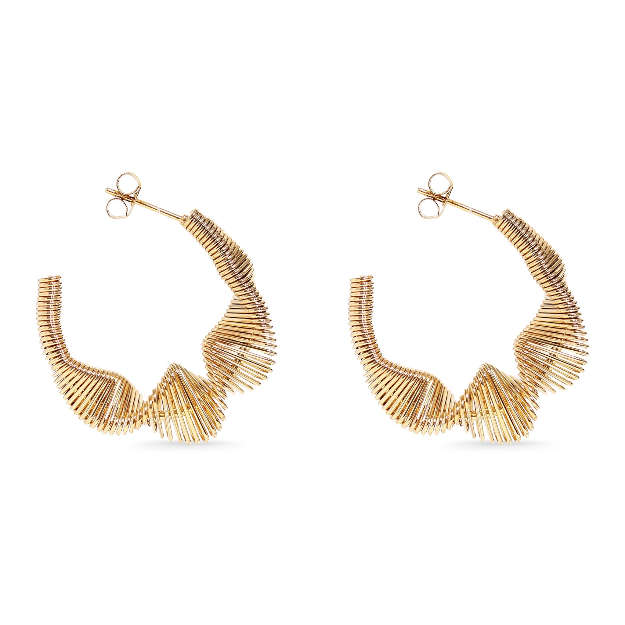 18K Gold PVD Stainless Steel Wired Statement Hoop Earrings