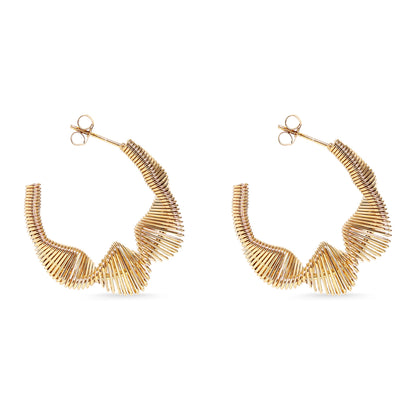 18K Gold PVD Stainless Steel Wired Statement Hoop Earrings