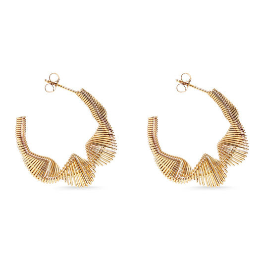 18K Gold PVD Stainless Steel Wired Statement Hoop Earrings