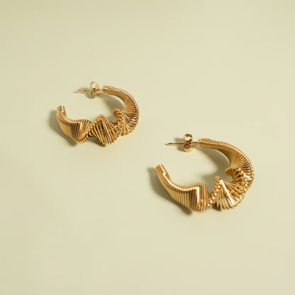 18K Gold PVD Stainless Steel Wired Statement Hoop Earrings
