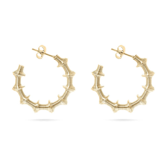 18K Gold PVD Stainless Steel Wired Statement Hoop Earrings