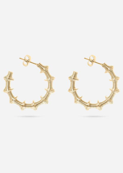18K Gold PVD Stainless Steel Wired Statement Hoop Earrings