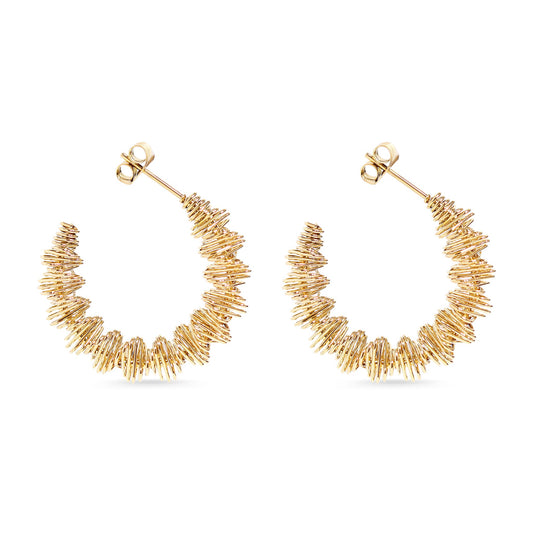 18K Gold PVD Stainless Steel Wired Statement Hoop Earrings