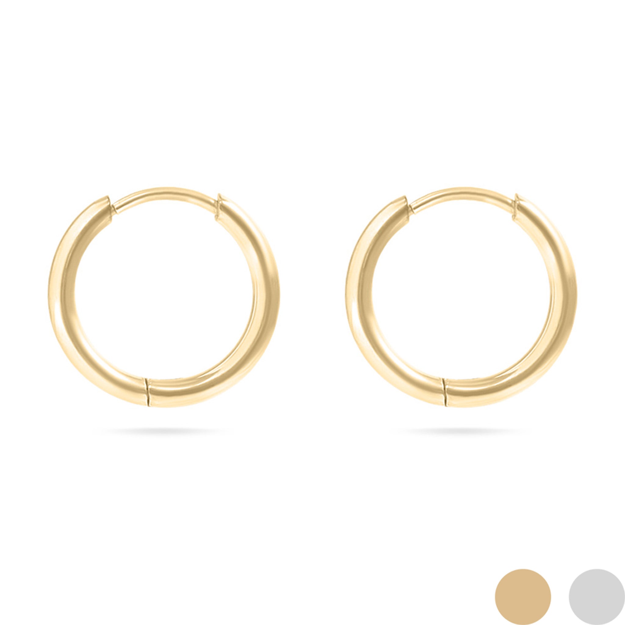 18K Gold PVD Stainless Steel Classic Hoop Huggie Earrings