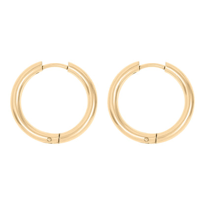 18K Gold PVD Stainless Steel Circle Huggie Hoop Earrings