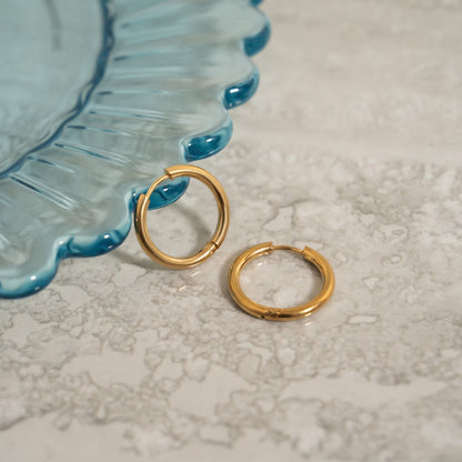 18K Gold PVD Stainless Steel Circle Huggie Hoop Earrings