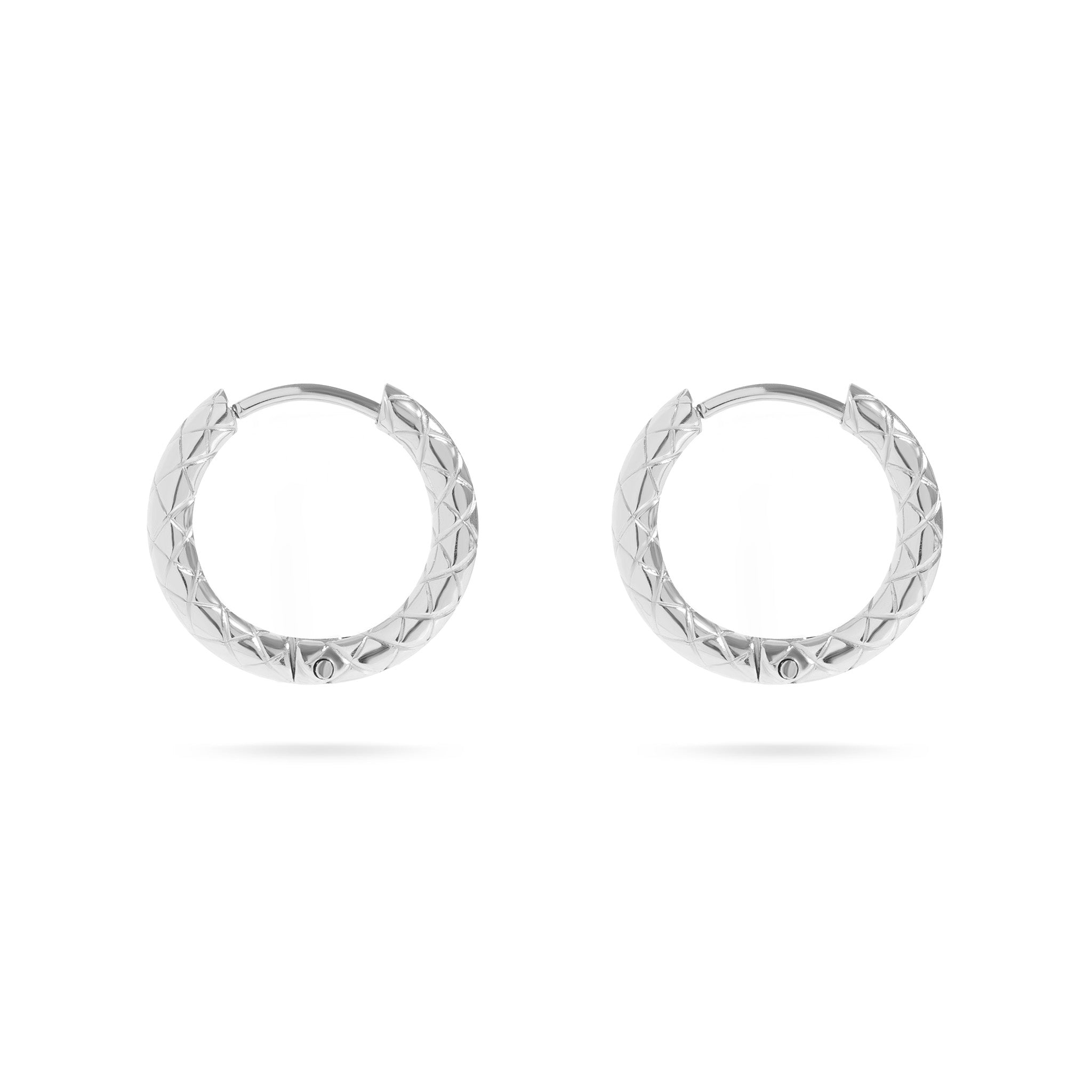 18K Gold PVD Stainless Steel Textured Huggie Hoop Earrings