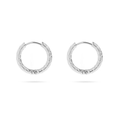 18K Gold PVD Stainless Steel Textured Huggie Hoop Earrings