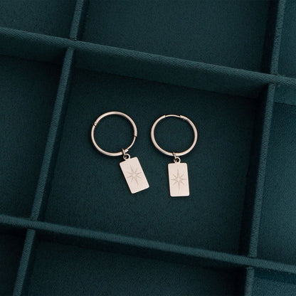 18K Gold PVD Stainless Steel Star Pendant Huggie Hoop Earrings