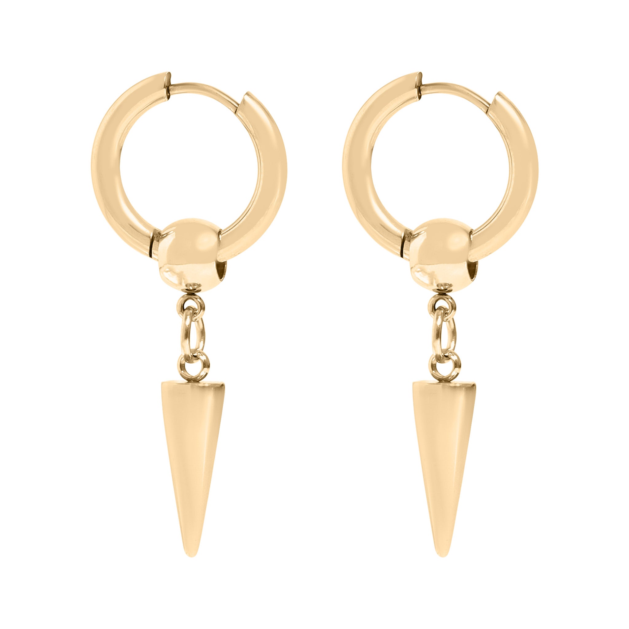 18K Gold PVD Stainless Steel Spike Pendant Hoop Earrings