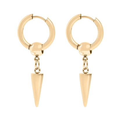 18K Gold PVD Stainless Steel Spike Pendant Hoop Earrings