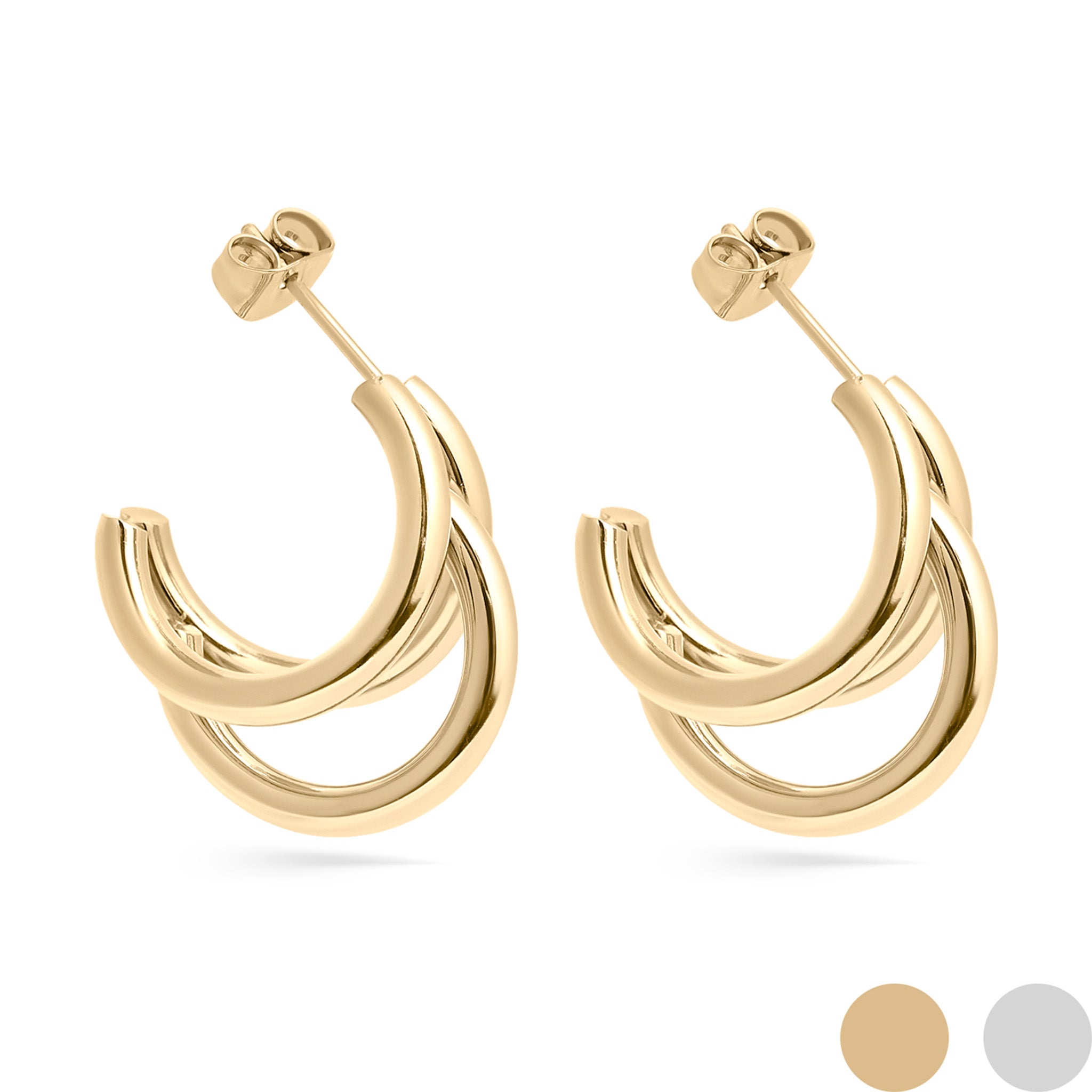 18K Gold PVD Stainless Steel Statement Huggie Hoop Earrings