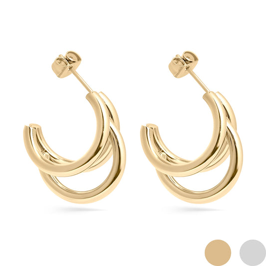 18K Gold PVD Stainless Steel Statement Huggie Hoop Earrings