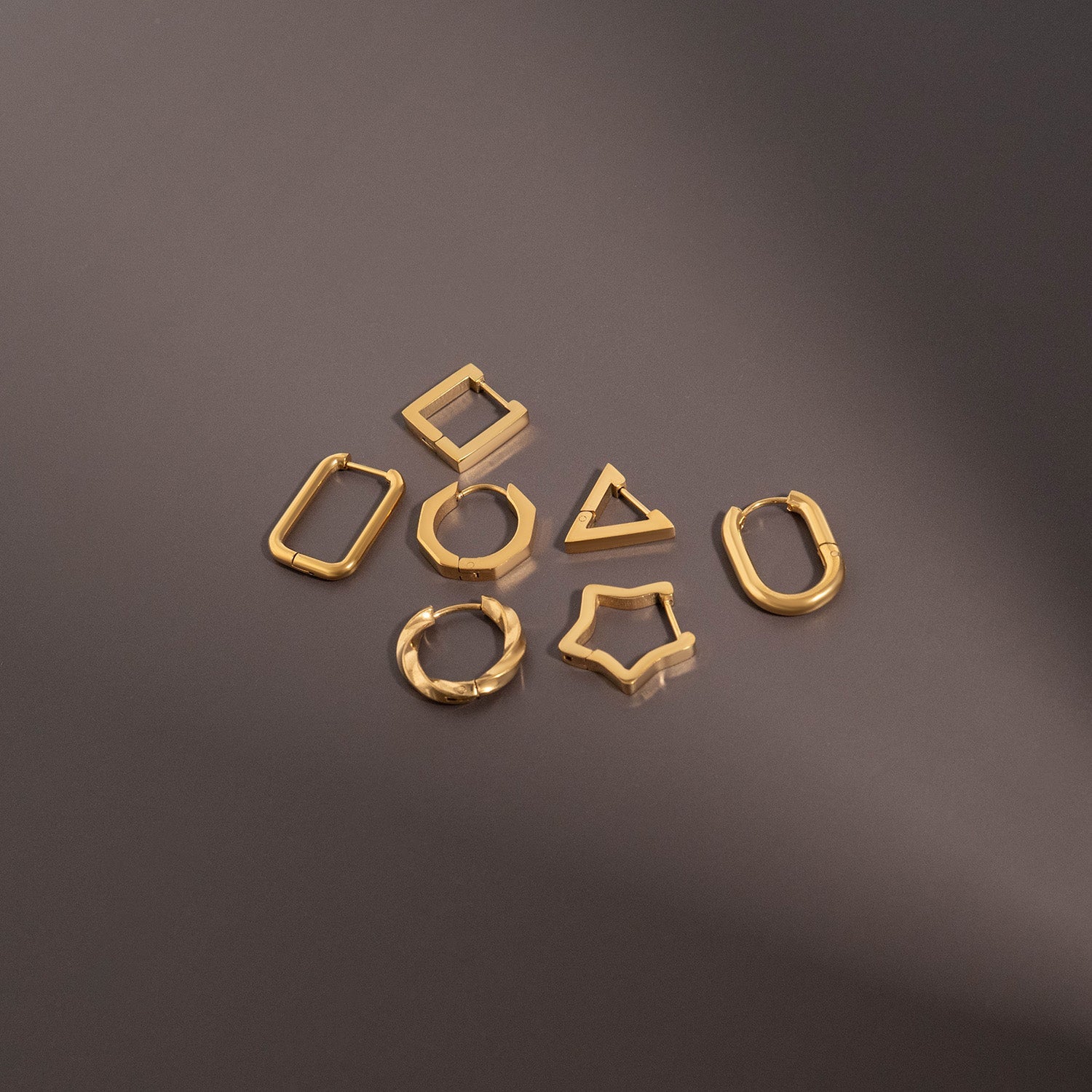 18K Gold PVD Stainless Steel Oval Huggie Earrings