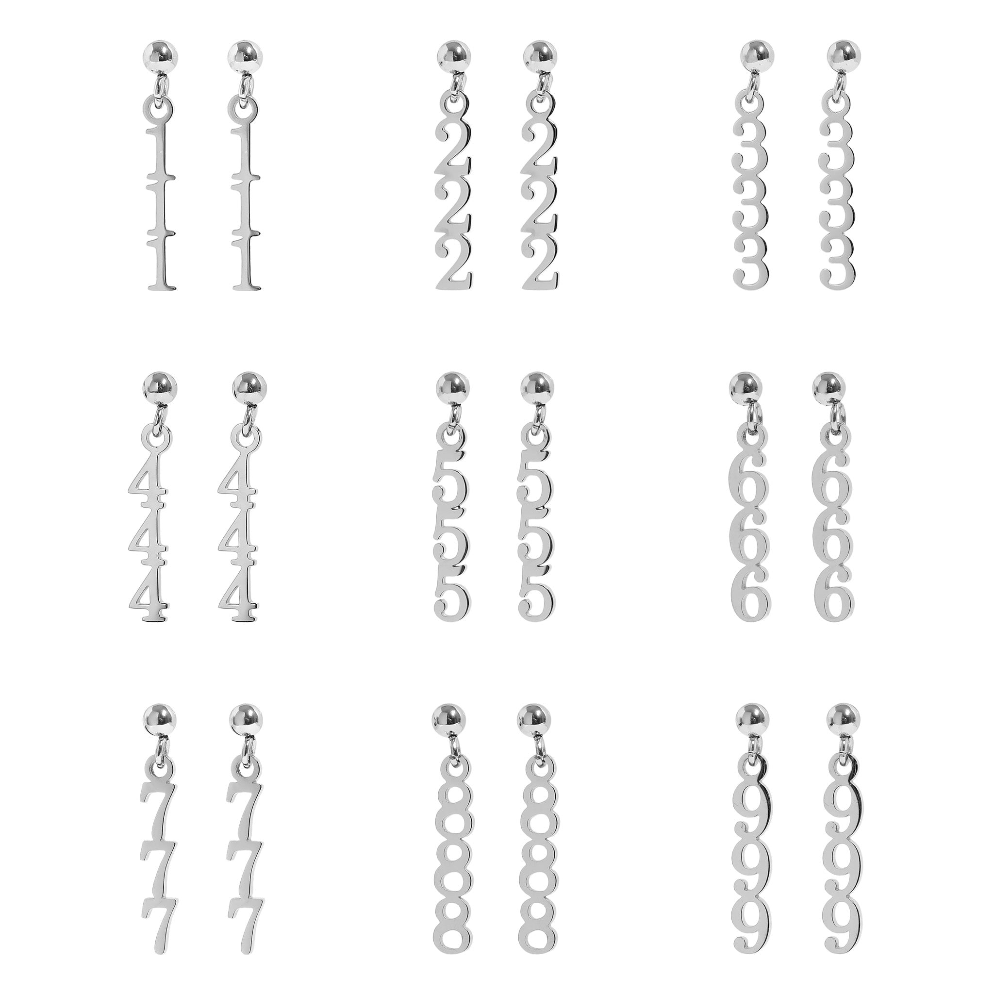 18K Gold PVD Stainless Steel Angel Number Earrings