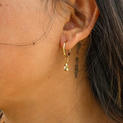 18K Gold PVD Stainless Steel CZ Star Pendant Huggie Earrings
