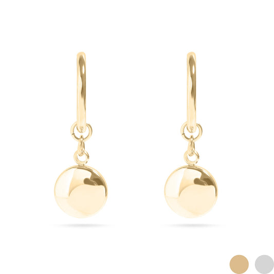 18K Gold PVD Stainless Steel Circle Coin Pendant Earrings