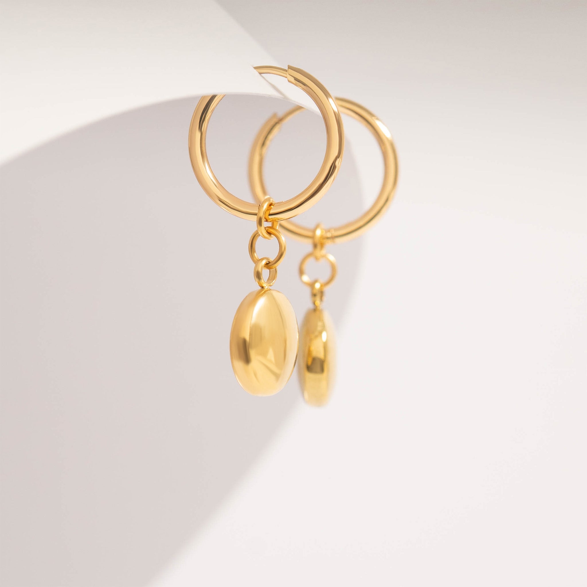 18K Gold PVD Stainless Steel Circle Coin Pendant Earrings